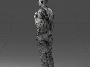 000134 Young Man with Backpack and Event Badge 0608 3D Модель