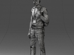 000134 Young Man with Backpack and Event Badge 0608 3D Модель