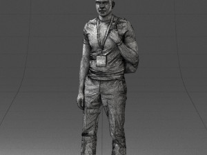 000134 Young Man with Backpack and Event Badge 0608 3D Модель