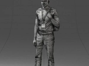 000134 Young Man with Backpack and Event Badge 0608 3D Model