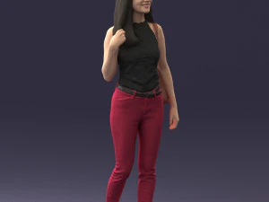 000137 Smiling Young Woman with Backpack 0618 3D Model
