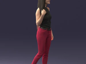000137 Smiling Young Woman with Backpack 0618 3D Model
