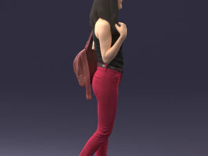 000137 Smiling Young Woman with Backpack 0618 3D Model