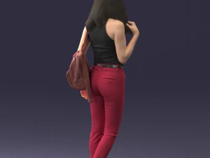 000137 Smiling Young Woman with Backpack 0618 3D Model
