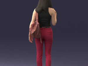 000137 Smiling Young Woman with Backpack 0618 3D Model