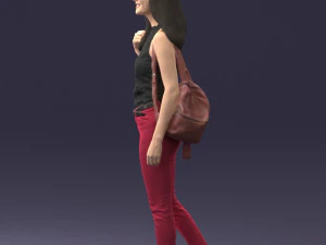 000137 Smiling Young Woman with Backpack 0618 3D Model