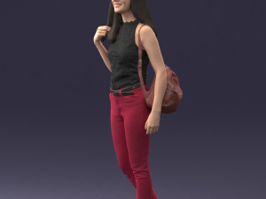 000137 Smiling Young Woman with Backpack 0618 3D 모델