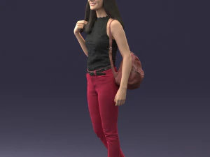 000137 Smiling Young Woman with Backpack 0618 3D Model