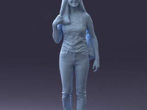 000137 Smiling Young Woman with Backpack 0618 3D 모델