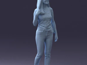 000137 Smiling Young Woman with Backpack 0618 3D Model