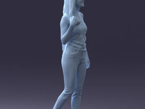 000137 Smiling Young Woman with Backpack 0618 3D Model