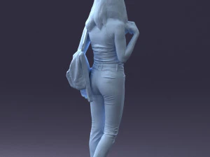 000137 Smiling Young Woman with Backpack 0618 3D Model