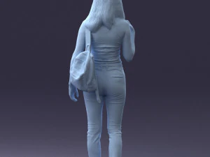 000137 Smiling Young Woman with Backpack 0618 3D Model