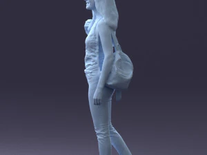 000137 Smiling Young Woman with Backpack 0618 3D Model