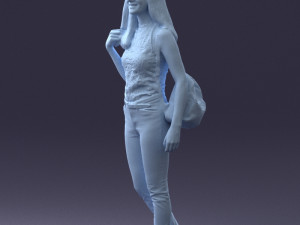 000137 Smiling Young Woman with Backpack 0618 3D 모델