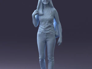 000137 Smiling Young Woman with Backpack 0618 3D Model