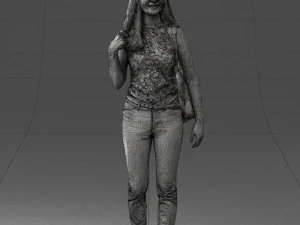 000137 Smiling Young Woman with Backpack 0618 3D Model