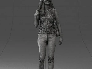000137 Smiling Young Woman with Backpack 0618 3D Model