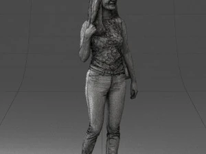 000137 Smiling Young Woman with Backpack 0618 3D Model