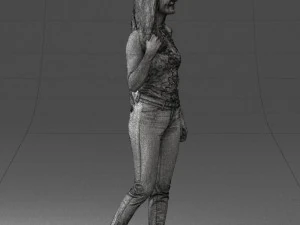 000137 Smiling Young Woman with Backpack 0618 3D Model