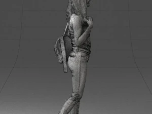 000137 Smiling Young Woman with Backpack 0618 3D Model