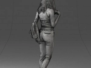 000137 Smiling Young Woman with Backpack 0618 3D Model
