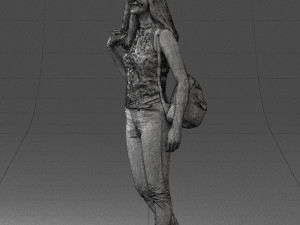 000137 Smiling Young Woman with Backpack 0618 3D 모델