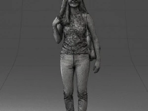 000137 Smiling Young Woman with Backpack 0618 3D Model