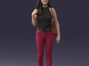 000137 Smiling Young Woman with Backpack 0618 3dp Modèles 3D en vedette