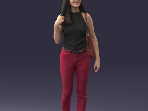 000137 Smiling Young Woman with Backpack 0618 3dp 3D 打印模型