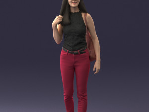 000137 Smiling Young Woman with Backpack 0618 3dp 3D 打印模型
