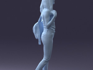 000137 Smiling Young Woman with Backpack 0618 3dp 3D 打印模型