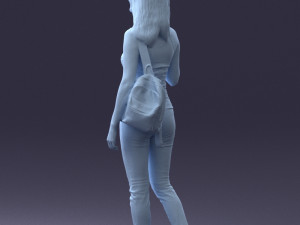000137 Smiling Young Woman with Backpack 0618 3dp 3D 打印模型
