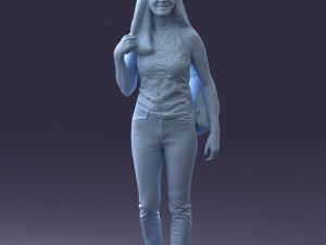 000137 Smiling Young Woman with Backpack 0618 3dp 3D 打印模型