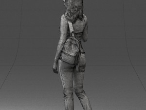 000137 Smiling Young Woman with Backpack 0618 3dp 3D 打印模型