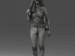 000137 Smiling Young Woman with Backpack 0618 3dp 3D 打印模型