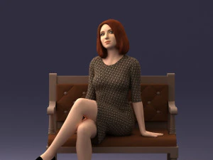 000138 Mulher sentada em um banco 0618 Modelo 3D