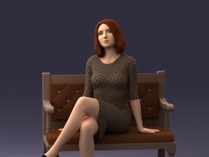 000138 Woman Sitting on a Bench 0618 3dp 3D Принт Модель