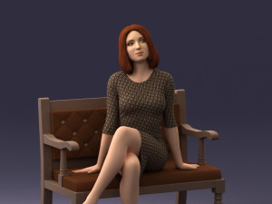 000138 Woman Sitting on a Bench 0618 3dp 3D Принт Модель