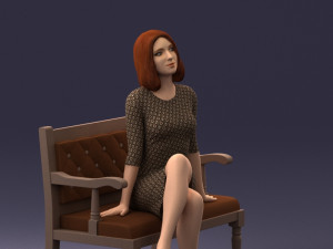 000138 Woman Sitting on a Bench 0618 3dp 3D Принт Модель