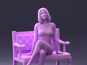 000138 Woman Sitting on a Bench 0618 3dp 3D Принт Модель