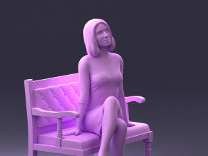 000138 Woman Sitting on a Bench 0618 3dp 3D Принт Модель