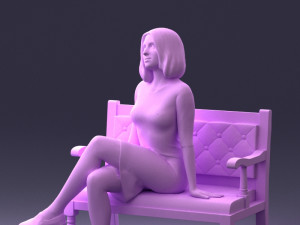 000138 Woman Sitting on a Bench 0618 3dp 3D Принт Модель