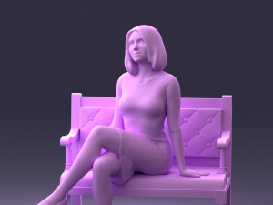 000138 Woman Sitting on a Bench 0618 3dp 3D Принт Модель