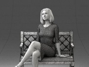 000138 Woman Sitting on a Bench 0618 3dp 3D Принт Модель