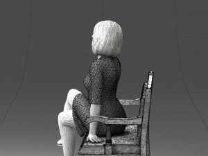 000138 Woman Sitting on a Bench 0618 3dp 3D Принт Модель