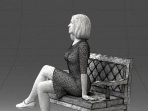 000138 Woman Sitting on a Bench 0618 3dp 3D Принт Модель