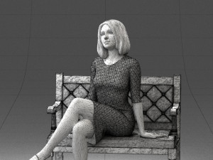 000138 Woman Sitting on a Bench 0618 3dp 3D Принт Модель