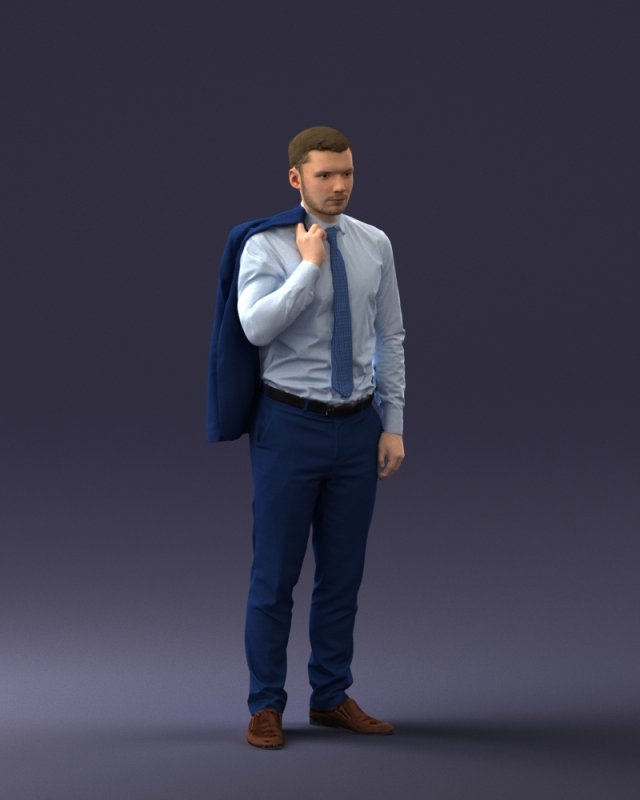 000146 Stylish Businessman Holding Jacket 0709 Modelo 3D .c4d .max .obj .3ds .fbx .stl .blend