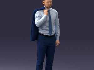 000146 Stylish Businessman Holding Jacket 0709 3D 모델
